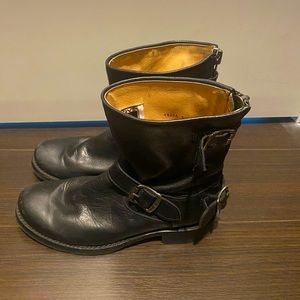 Frye black mid calf zip boot